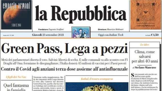 La Repubblica - Green Pass, Lega a pezzi 