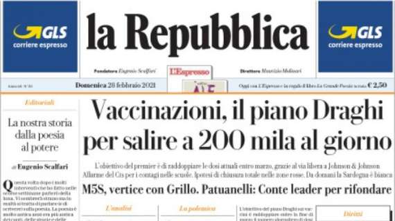 La Repubblica - Vaccinazioni, il piano Draghi per salire a 200mila al giorno