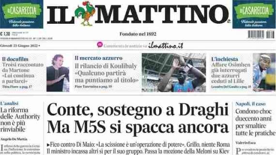 Il Mattino - Conte, sostegno a Draghi. Ma M5S si spacca ancora