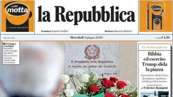 La Repubblica - L'Italia oggi riapre. Un fiore per 33mila caduti