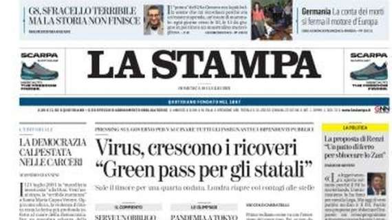 La Stampa - Virus, crescono i ricoveri. "Green Pass per gli statali"