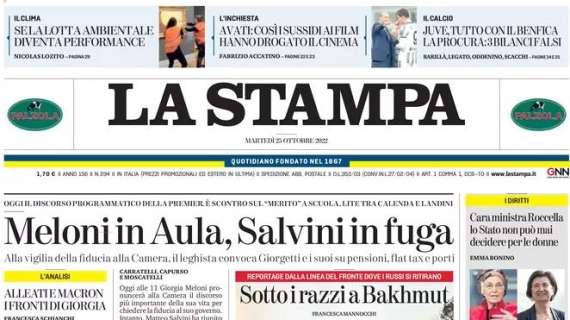La Stampa - Meloni in Aula, Salvini in fuga