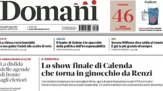 Domani – Lo show finale di Calenda che torna in ginocchio da Renzi