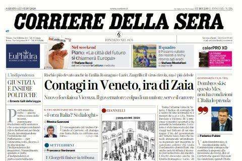 Corriere della Sera - Contagi in Veneto, ira di Zaia