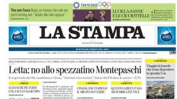 La Stampa - Letta: no allo spezzatino Montepaschi