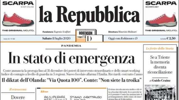 La Repubblica: "In stato di emergenza"