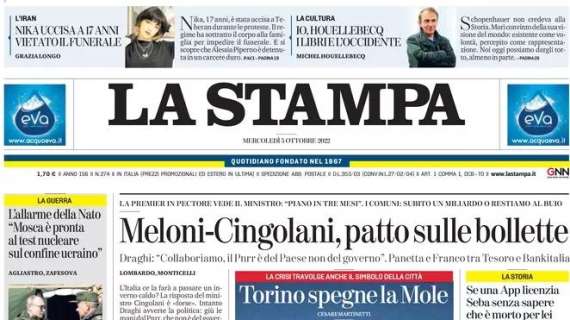 La Stampa - Meloni-Cingolani, patto sulle bollette
