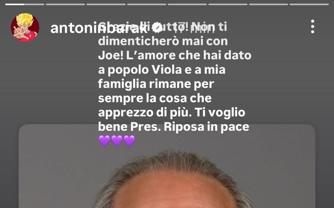 Sampdoria social, il commiato di Barak per la scomparsa di Commisso