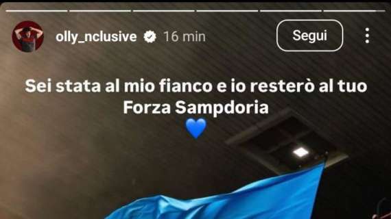 Olly: "Sampdoria, sei stata al mio fianco e io resterò al tuo"