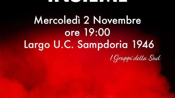 Sampdoria, i Gruppi della Sud: "2 novembre, ricordiamoli insieme"