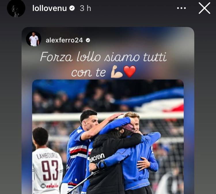 Sampdoria, infortunio Venuti: i messaggi di vicinanza dei compagni