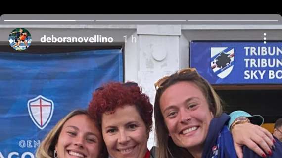Sampdoria - Fiorentina, il selfie dal Ferraris di Debora Novellino e Gardel
