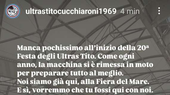 Ultras Tito Cucchiaroni, l'invito alla festa: "Quello che conta è esserci"
