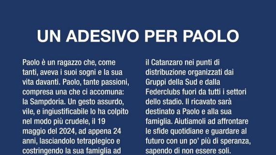 Tifoseria Sampdoria, La Sud e Federclubs: "Un adesivo per Paolo"