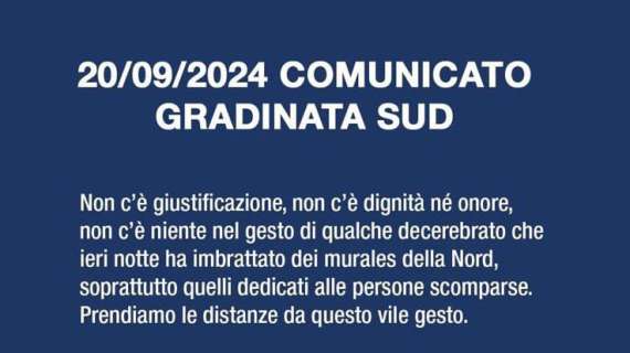 Imbrattati Murales in Nord. Gruppi della Sud: "Prendiamo le distanze da questo vile gesto"