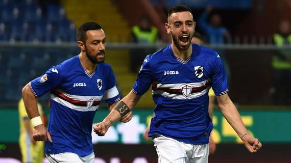 Bruno Fernandes scherza con Quagliarella: "Non segni mai tu"