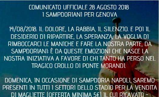 Federclubs e Gruppi della Sud: "I Sampdoriani per Genova"
