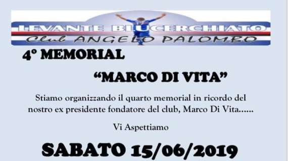 Il 15 giugno il "4^ Memorial Marco Di Vita" a Bogliasco