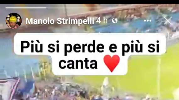 Strimpelli omaggia i tifosi della Sampdoria: "Più si perde e più si canta"
