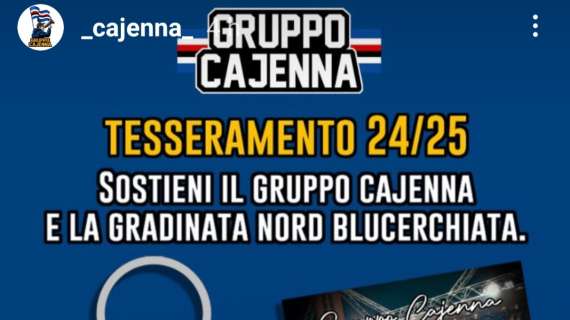 Sampdoria, l'invito a tesserarsi da parte del Gruppo Cajenna 