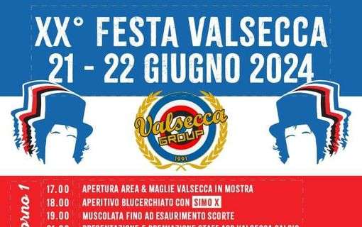 Sampdoria, il programma della festa Gruppo Valsecca del 21 e 22 giugno