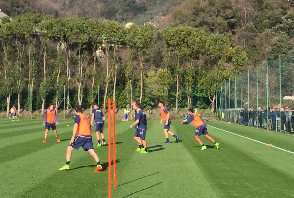 Allenamento a gruppi a Bogliasco. Domani rifinitura e lista convocati
