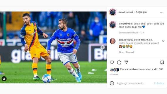 Sampdoria, Trimboli: "Lo sai che i colori della Sud sono quelli degli eroi"