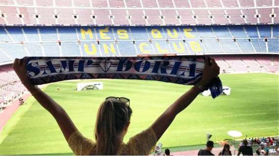 "Bevo e scatto per la Samp": Azzurra, blucerchiata al Camp Nou