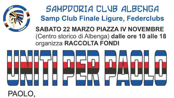 Sampdoria Club Albenga: sabato 22 marzo raccolta fondi "Uniti per Paolo"