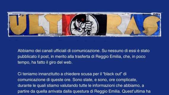 Trasferta Sampdoria a Reggio Emilia, il comunicato UTC