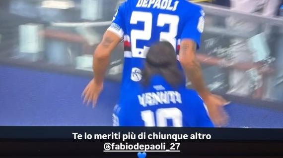 Sampdoria social, Juli si complimenta con Depaoli: "Te lo meriti"