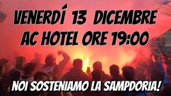 Federclubs: "Venerdì 13 dicembre AC Hotel. Noi sosteniamo la Sampdoria"