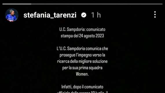 Sampdoria Women, l'attesa e la speranza sui social di Tarenzi 