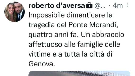 Ex Sampdoria D'Aversa: "Impossibile dimenticare la tragedia del Morandi"