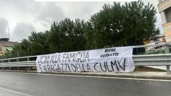 Tifoseria Sampdoria, striscione Fieri Fossato per lavoratori Culmv