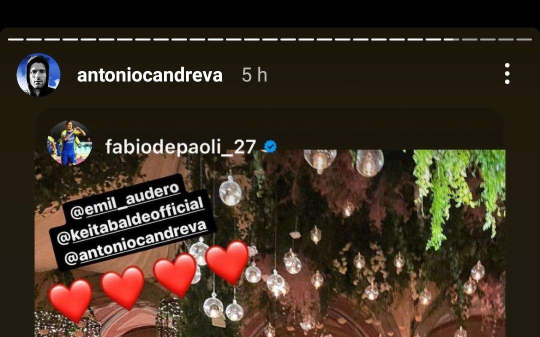 Matrimonio Candreva, foto ricordo di Audero, Depaoli e Keita con lo sposo