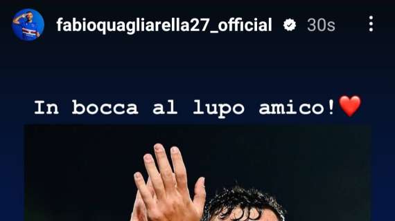 Ex Sampdoria Quagliarella a Ferrari: "In  bocca al lupo amico"