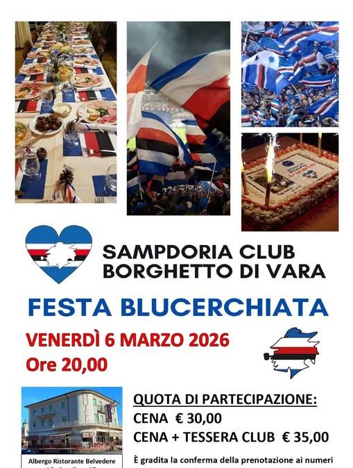 Sampdoria Club Borghetto Vara, la festa del 6 marzo la Festa Blucerchiata