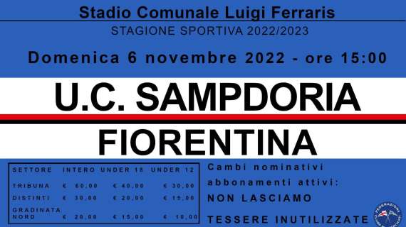 Sampdoria - Fiorentina, Federclubs: "Ora, più che mai: assieme a lei"