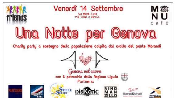 "Una notte per Genova" domani al Monu Cafè: il partner Sampdorianews.net vi aspetta numerosi!