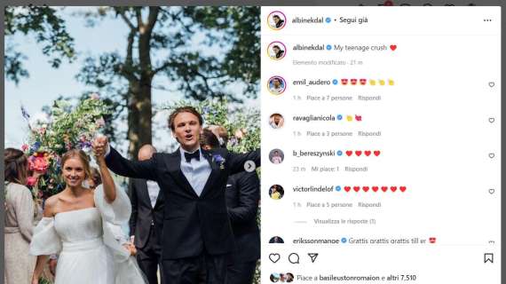 Sampdoria, Ekdal si sposa con Camilla: "La mia cotta adolescenziale"