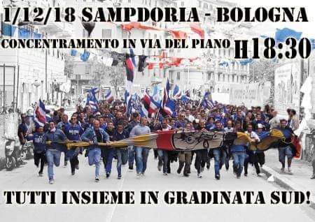 UTC: "Sampdoria - Bologna, tutti insieme in Gradinata Sud!"