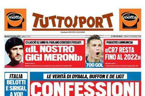 Tuttosport prima pagina edicola oggi: "Confessioni Juve"
