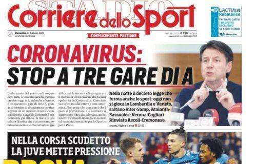 Corriere dello Sport: "Coronavirus: stop a 3 gare di A. C'è Atalanta-Sassuolo"