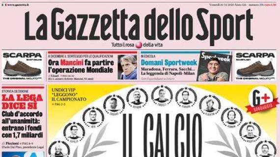 La Gazzetta dello Sport in apertura: "Il calcio vota Inter"