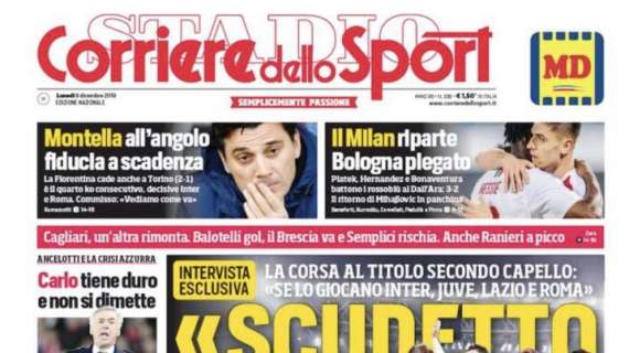 La prima pagina del Corriere dello Sport, Capello: "Scudetto a 4"