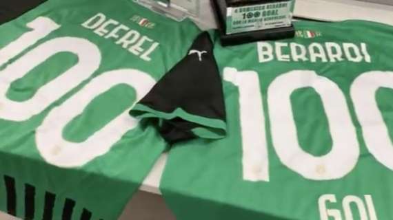 Berardi e Defrel a quota 100: doppia premiazione prima di Sassuolo-Atalanta