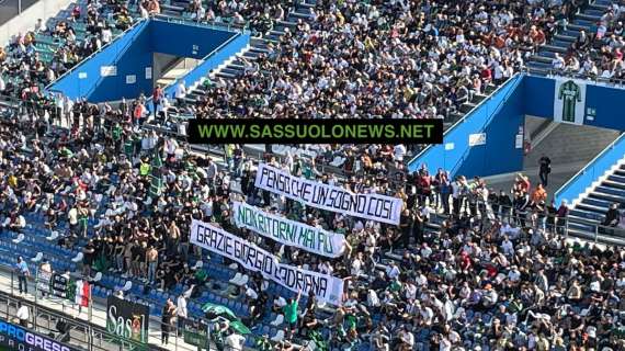 Sassuolo Inter, striscione dei tifosi neroverdi per Squinzi e Adriana Spazzoli