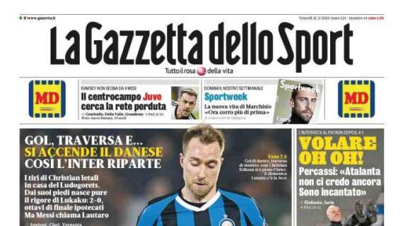La Gazzetta dello Sport in prima pagina: "Palla a Eriksen"