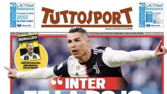 Prima pagina di Tuttosport, Cristiano Ronaldo: "Inter te la do io la Juve!"